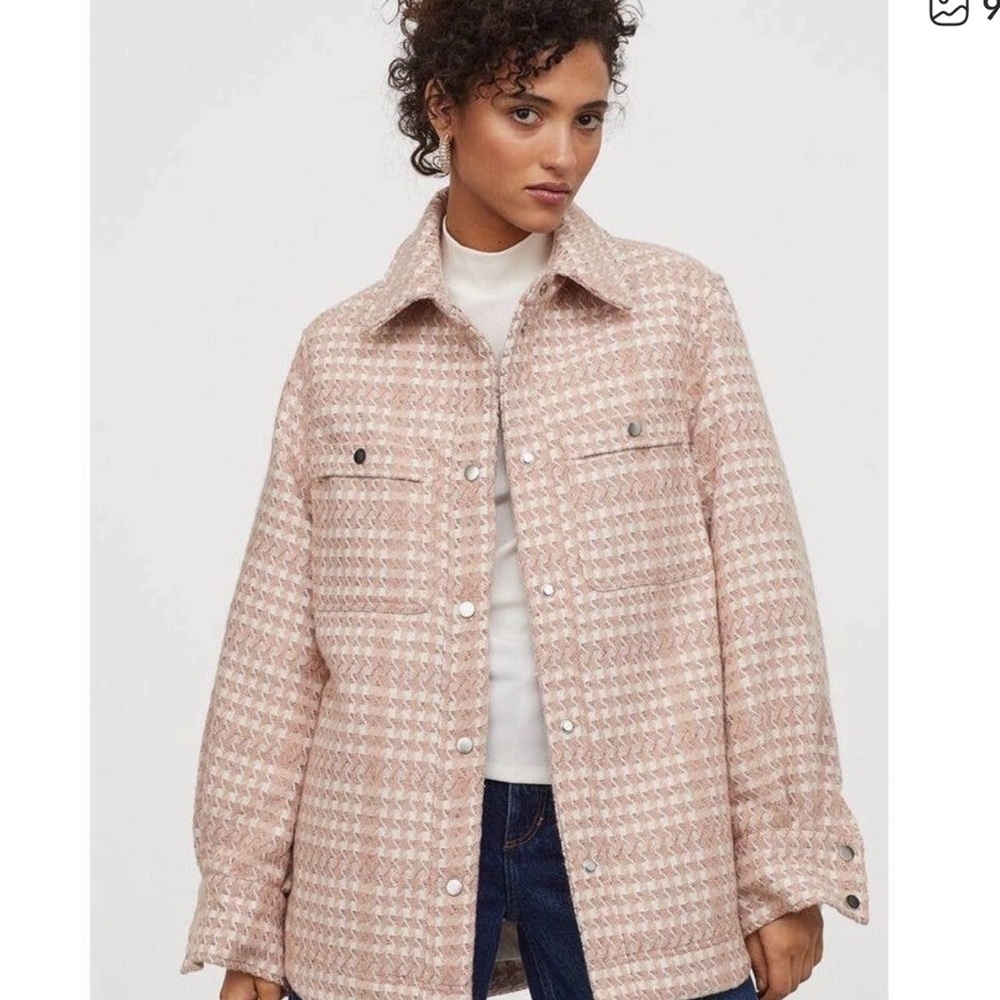 H&M Pink Houndstooth Utility Jacket